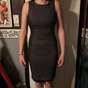 Black and gray beaded body con dress. Size 8.